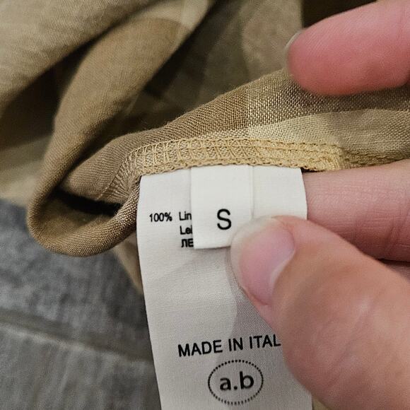 Apuntob Macro Vichy Linen Sleeveless Top Womens Size S Hazelnut Check Minimalist - Picture 9 of 11